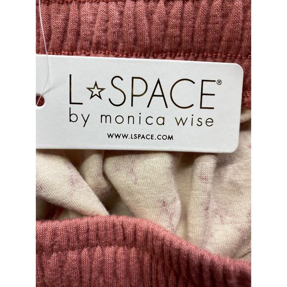 L*Space Women's Size Medium Star Print Drawstring Joggers Pink Cream NWT - Picture 4 of 4